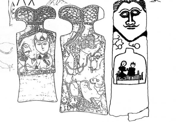 Двухфигурная композиция бог Тенгри и богиня Умай, сидящие на троне